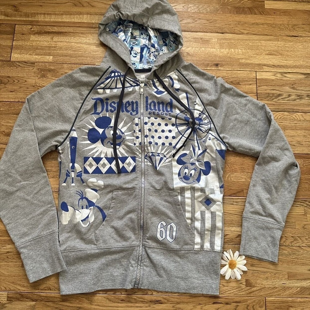 Disneyland Parks Resort 60th Anniversary Zip Up‎ Hoodie Jacket Size Small Womens